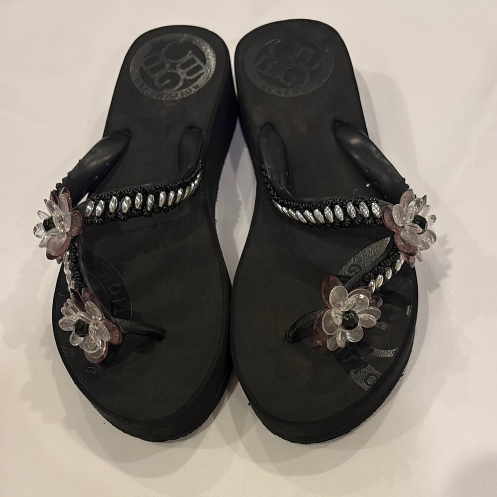 BCBG Generation Women's Black Beaded Sandals